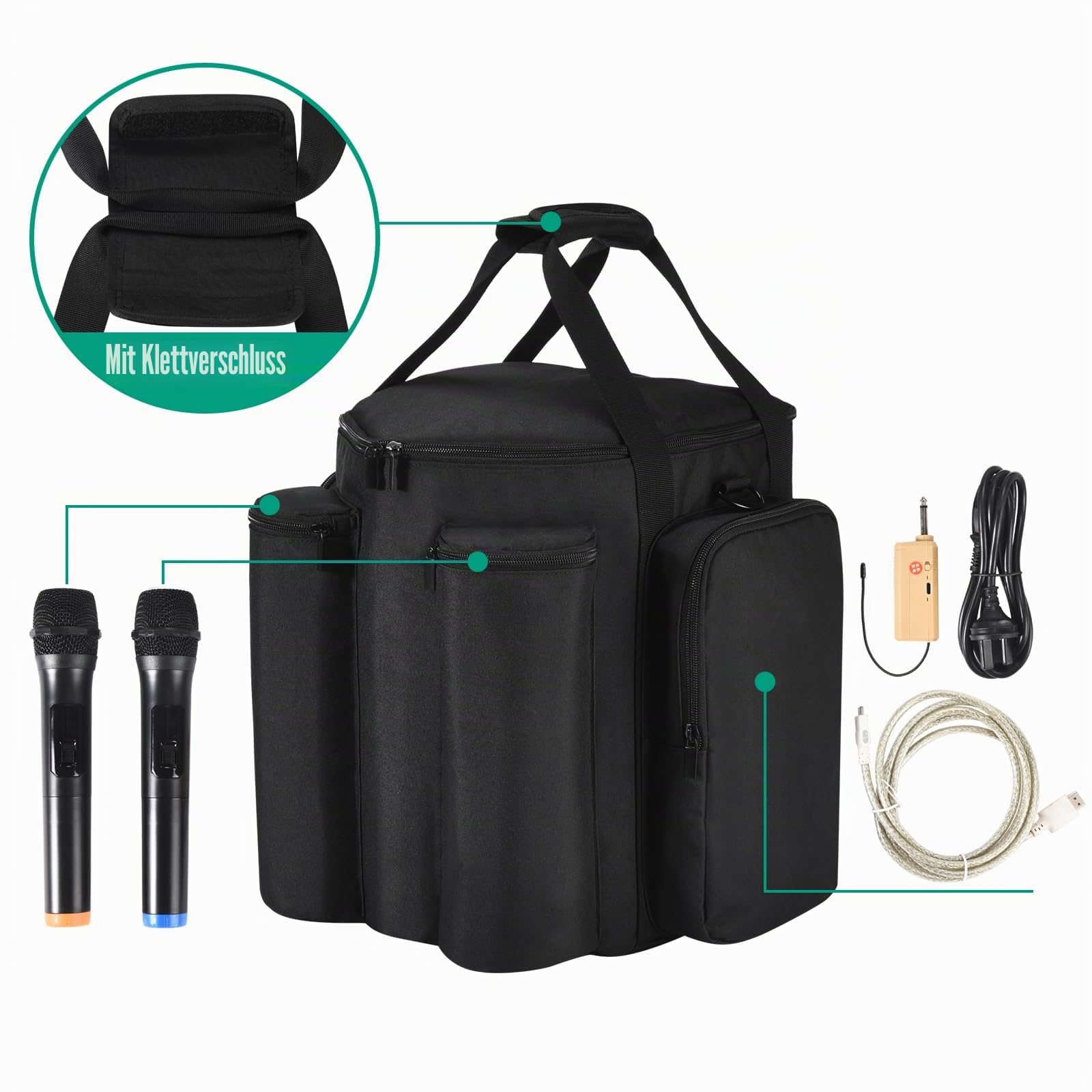 Tragetasche Kompatibel mit Bose S1 Pro/Bose S1 Pro+,Tragbare Reisetasche Bluetooth-Lautsprecherabdeckung mit Schultergurt und extra Taschen für Mikrofon,Ladegerät,Kabel,Zubehör,Schwarz