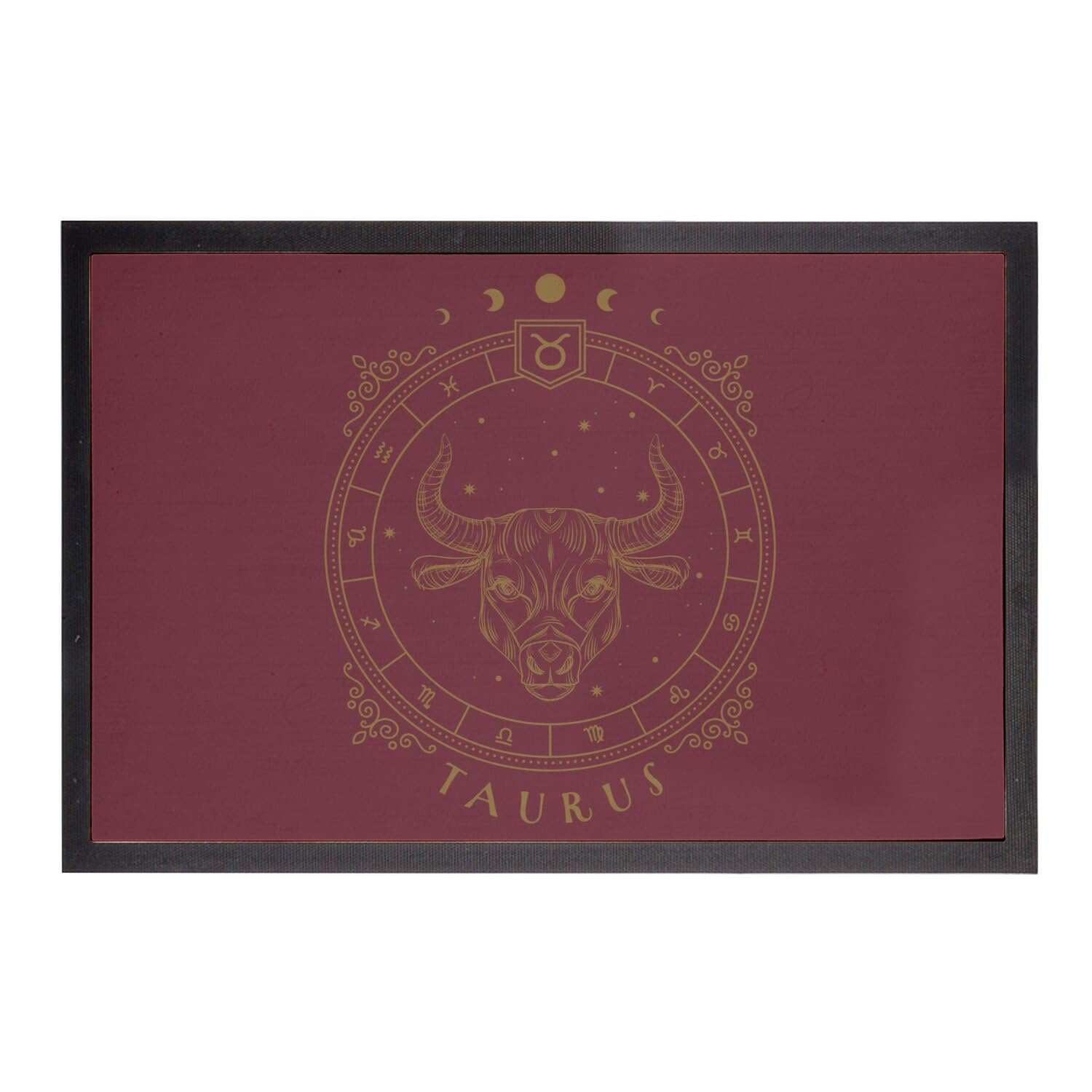 Paillasson rouge Taurus 75x50cm tapis astrologie tarot