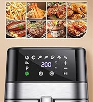 Vista 8 de Horno freidora de aire, olla eléctrica sin aceite con pantalla táctil digital LED, cocina eléctrica 8 en 1, olla de freidora de aire antiadherente