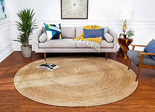Anji Mountain Round Kerala Jute Area Rug, Natural, 6-Feet Diameter