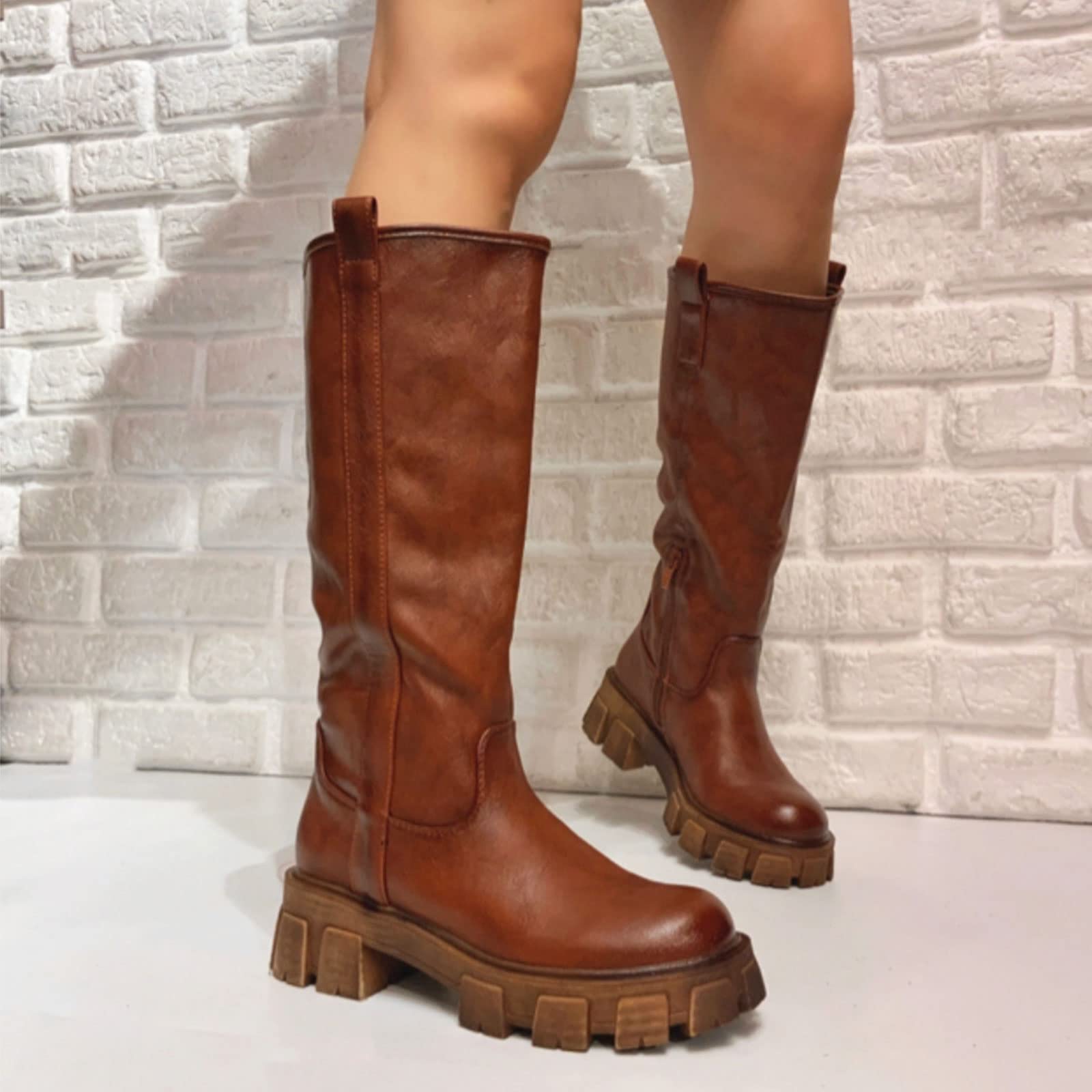 Toocool Bottes de moto pour femme motard bottes d'hiver chaussures décontractées YG882, marron, 37 EU