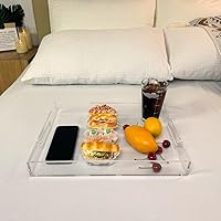 Vista 20 de Bandeja de servir de acrílico blanco brillante con asas resistentes - 10x15 pulgadas - Bandeja para servir café, aperitivos, desayuno, mayordomo