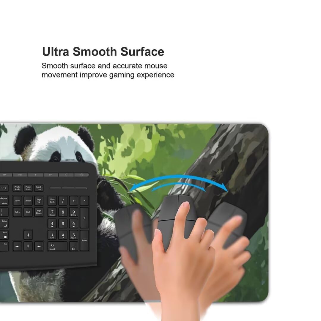 Alfombrilla Ratón XXL, 1000x600x3mm Impermeable Alfombrilla Ratón Bosque Panda Gigante Alfombrilla Raton, Mouse Pad XXL Base Antideslizante Mejora Precisión Velocidad, Ideal Oficina Accesorio Gaming