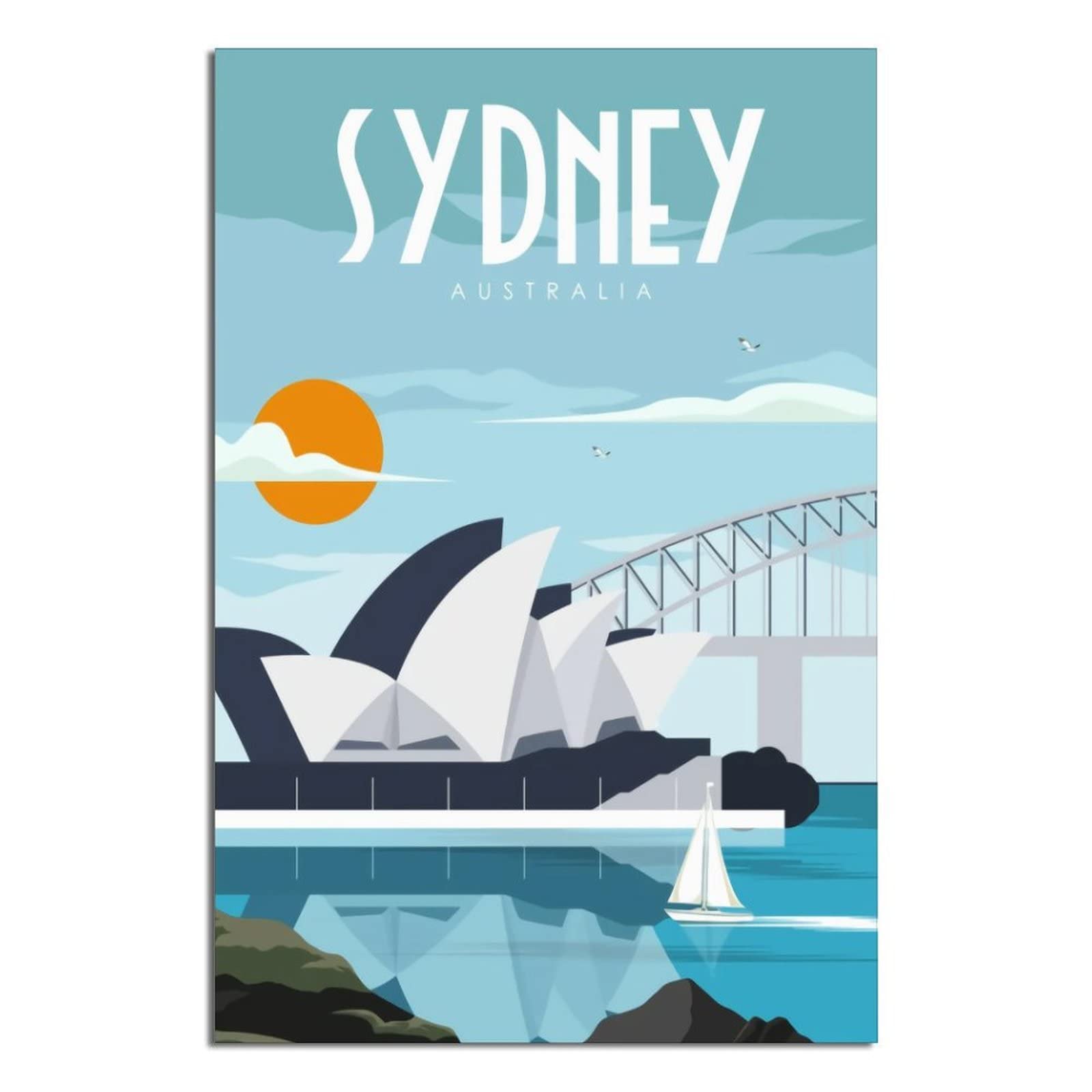 Metal Sign Australia Sydney Opera House Vintage Decor Home Kitchen Bar Cafe Club Cave Wall Decor Retro Travel Tin Sign 30x30CM