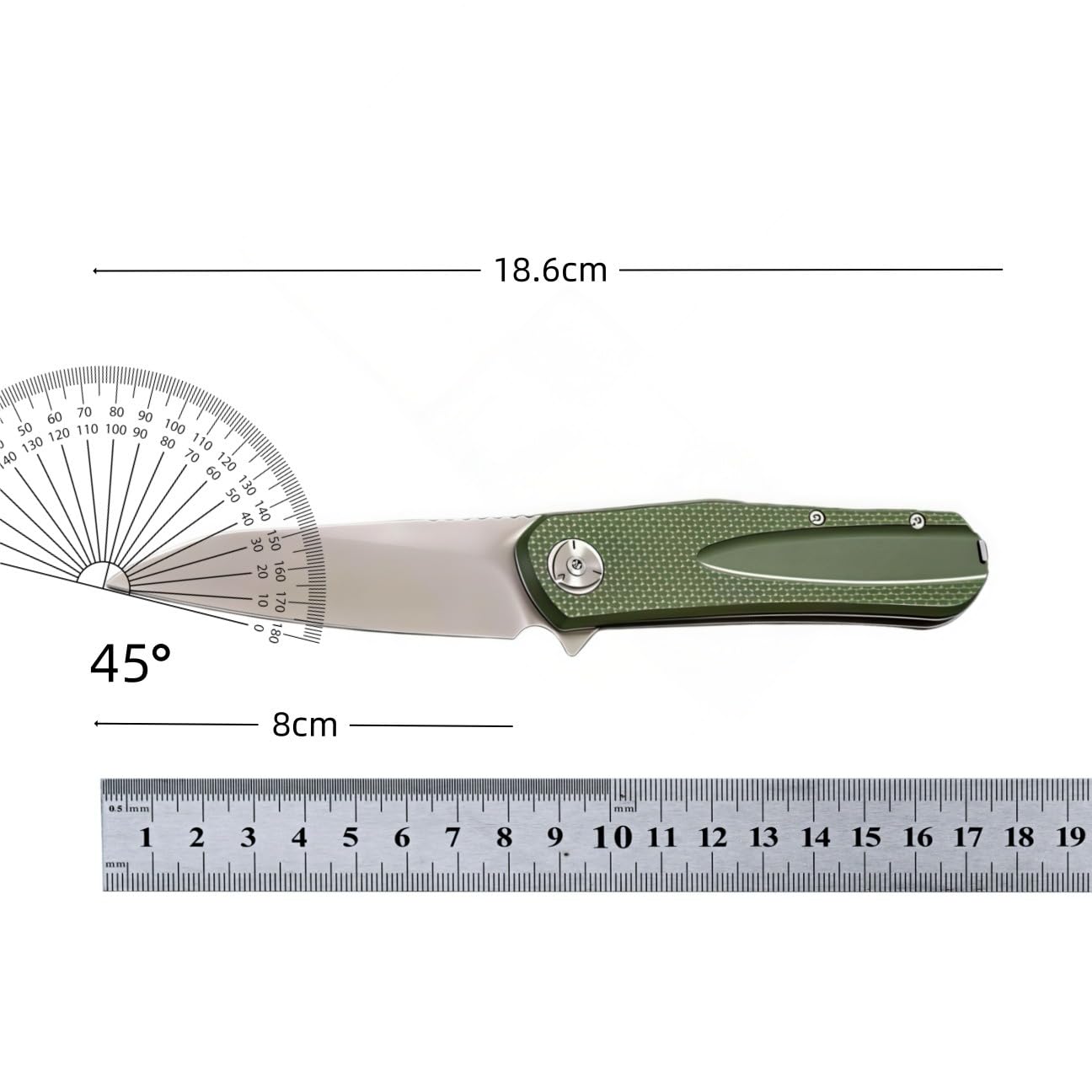 Generisch Taschenmesser 8Cr13MoV G10 Griff 18,6 cm Klappmesser leicht，Grün