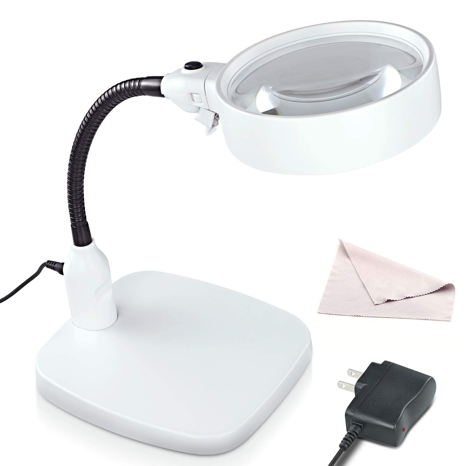 Leffis Large 10X Magnifying Lamp Magnifying Glass with Light and Stand