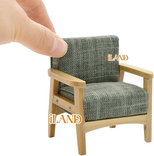 Miniatura 8 de iland Juego de sofá de casa de muñecas y sofá en miniatura con mini cojines de pata de gallo, muebles de casa de muñecas en escala 112 para sala de