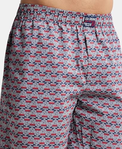 Image of Jockey US57 Men Super Combed Mercerized Cotton Woven Printed Boxer Shorts with Side Pockets (Prints May Vary)