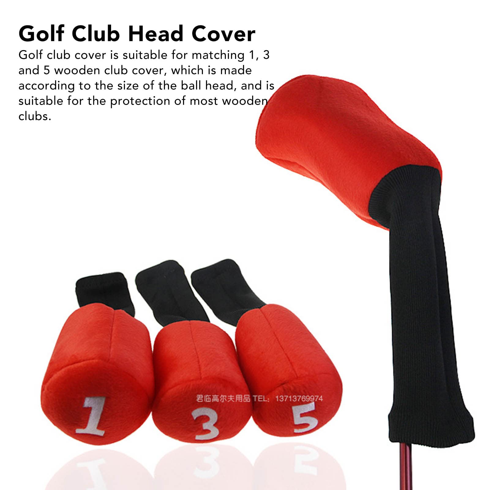 Kadimendium Fundas para palos de golf de madera, 3 piezas, cubierta extendida para palos de golf, protección todo incluido, felpa cómoda para protección