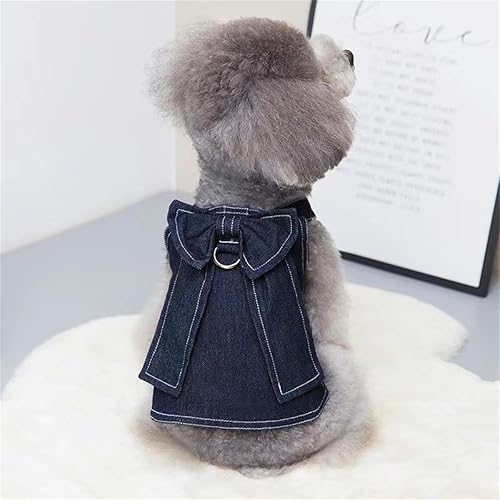 Miniatura 3 de Ropa de verano para perro, camiseta de mezclilla para perros pequeños, linda corbata de lazo, chaqueta de mezclilla para cachorros, disfraces