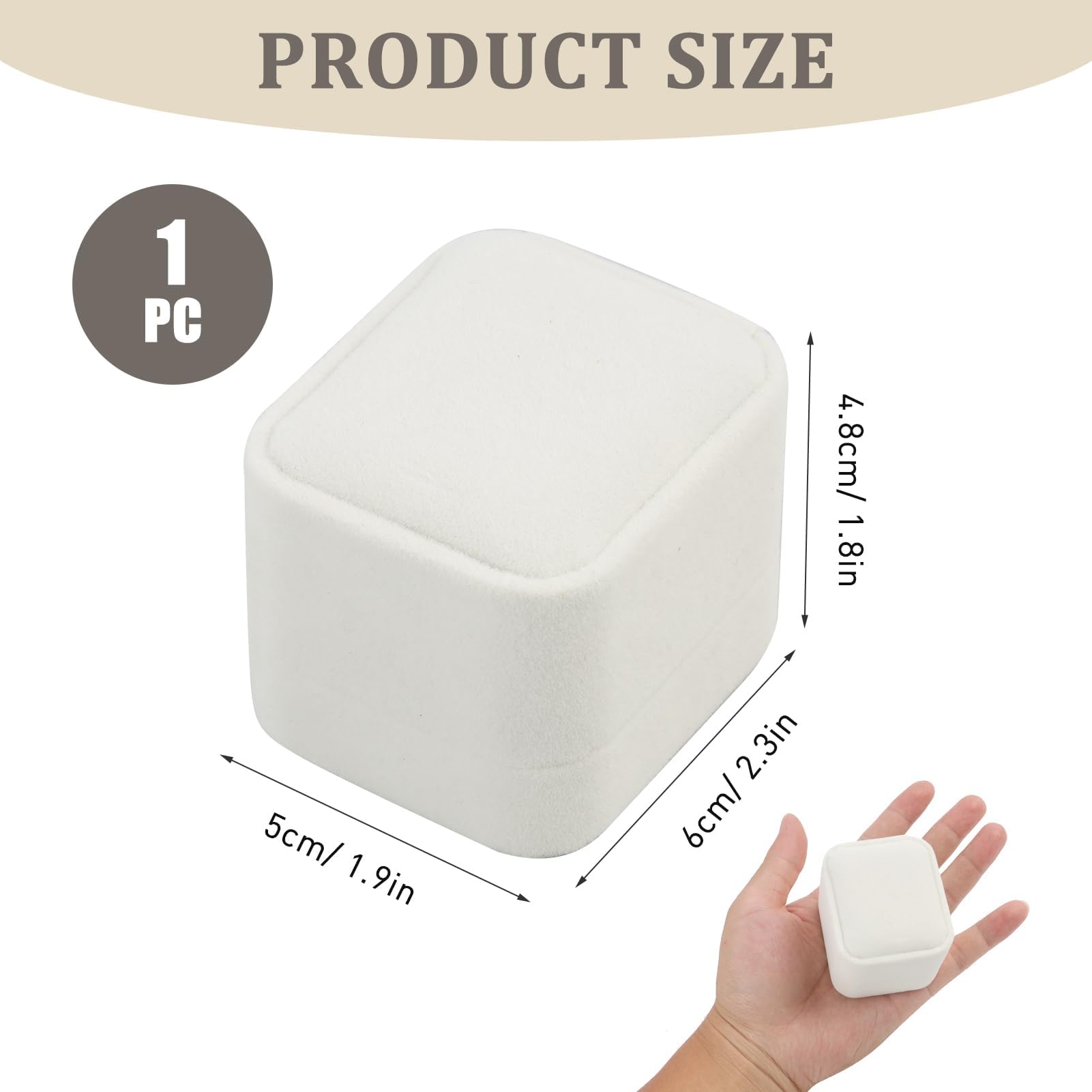 Caja de Anillo de Terciopelo Blanco, Joyería Regalo 6x5x4 cm