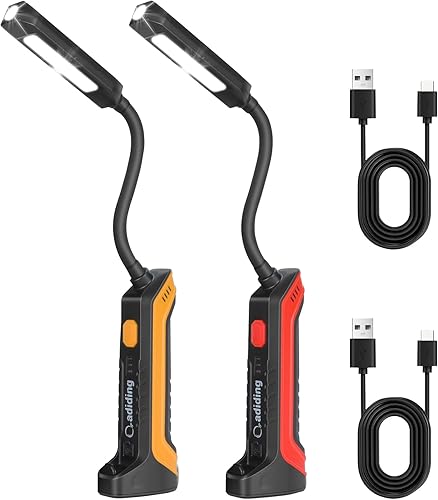 Luz de trabajo de cuello de cisne, luz de trabajo LED recargable de 2600 mAh, 1000 lúmenes, linterna portátil con 3 modos de rotación de 180 y curva