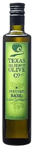 Texas Hill Country Olive Co - Aceite de oliva con infusión de albahaca, aceite de oliva gourmet prensado en frío, ideal para aderezar adobo, sin