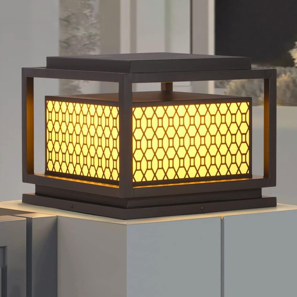 QUSYZD Pillar Lights Outdoor Ip54 Waterproof Outdoor Light Fixture Outdoor Table Lamp Deck Fence Post Cap Top Led Light Square Led Column Lights for Patio Garden Backyard Porch,28cm