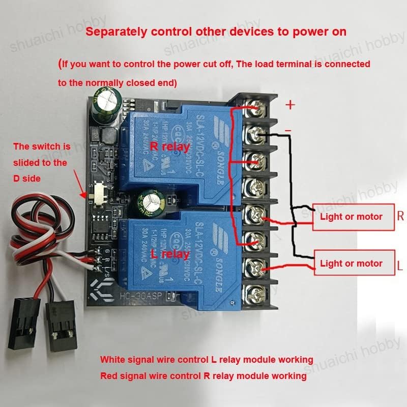 1PCS RC Aircraft Dual-Way Relay Module Remote Control PWM Switch DIY Model Universal On-Off Aviation Light Controller 12V-80V