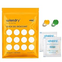 wisedry 10 grammi (30 confezioni) di gel di silice essiccante riutilizzabile per l’umidità con indicatore di colore ricaricabile Piccoli pacchetti essiccanti di grado alimentare