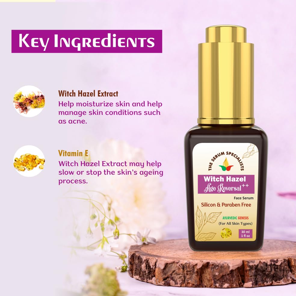 Image of Witch Hazel Face Serum - Balances & Clarifies Skin | Enriched with Witch Hazel Extract | Tightens Pores & Soothes Irritation | All Skin Types - 30ml