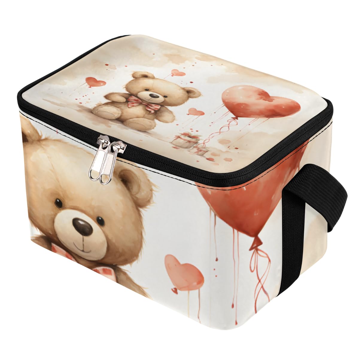 Lunch Bags for Women Men 9 Cans,Valentine's Day Bear Hot & Cold Food Delivery Bag Insulated Grocery Bag Insulated Lunch Box Cooler Bag for Office Work Picnic Beach