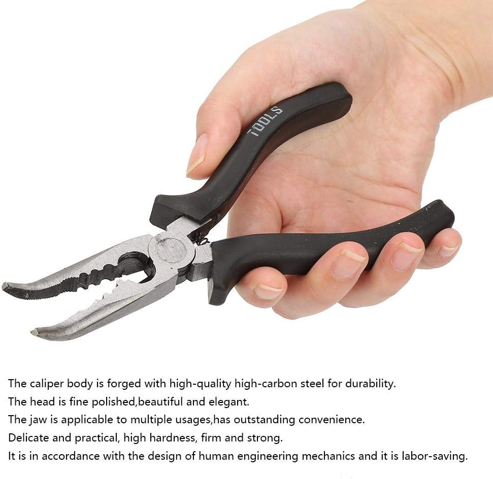 Slimline Bent Nose Pliers 6'' High Carbon Steel Round Curved Nose Pliers High Hardness, Firm And Strong，for Multiple Purposes.