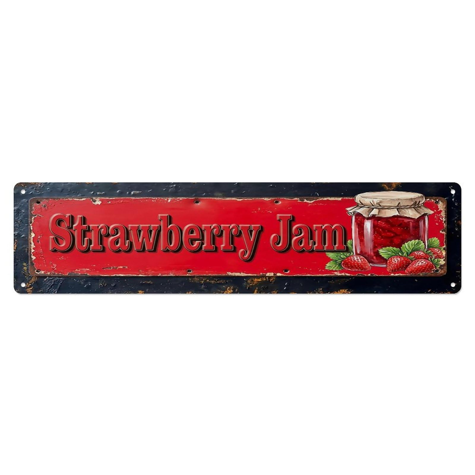 Vintage Strawberry Jam Homemade Farmhouse Metal Tin Sign