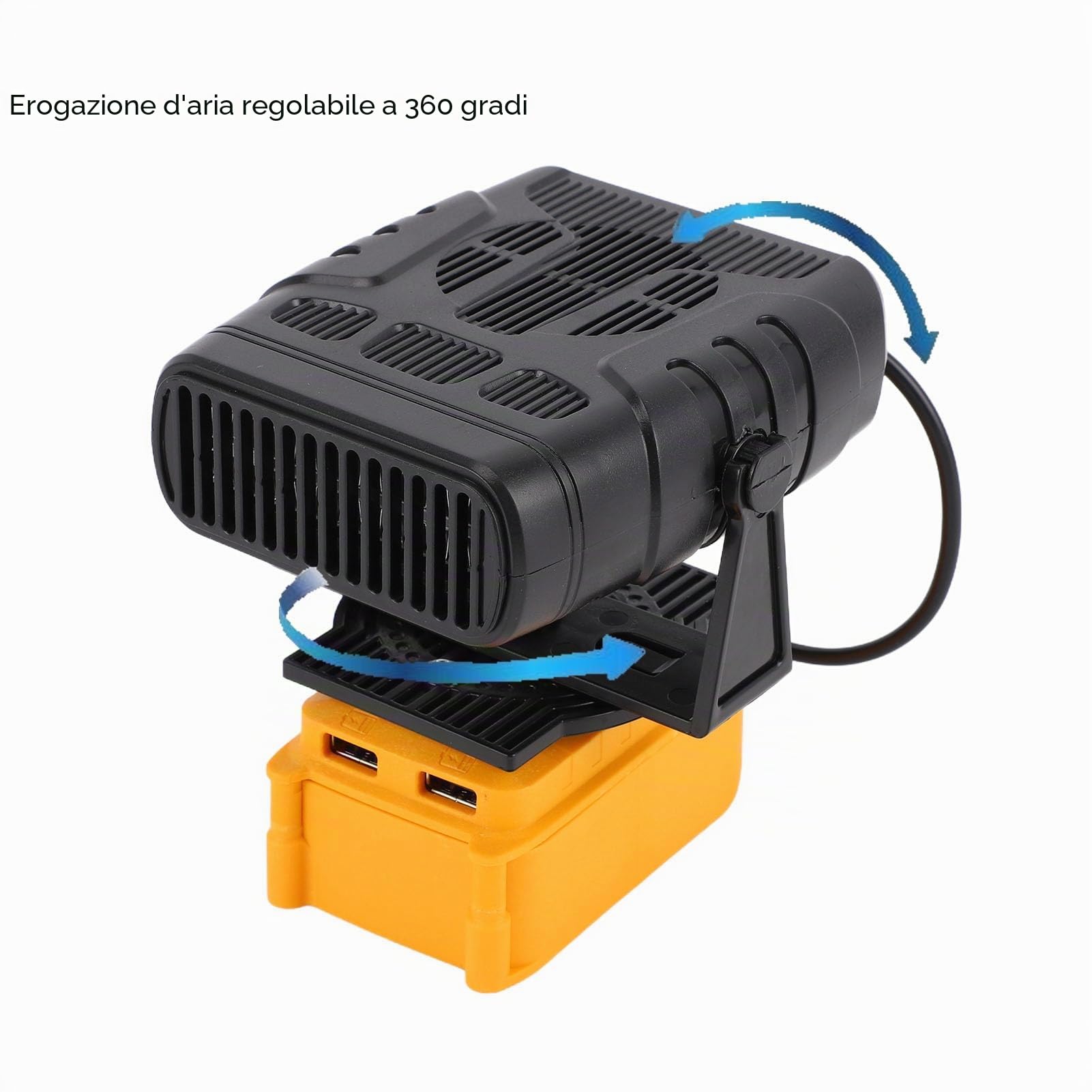 Stufa Elettrica Alimentata a Batteria, Piccola Stufa Elettrica Portatile Ricaricabile per Ufficio Camera Letto Campeggio All'aperto, 2 Uscite USB, 55-85 ℃ (senza Batteria)