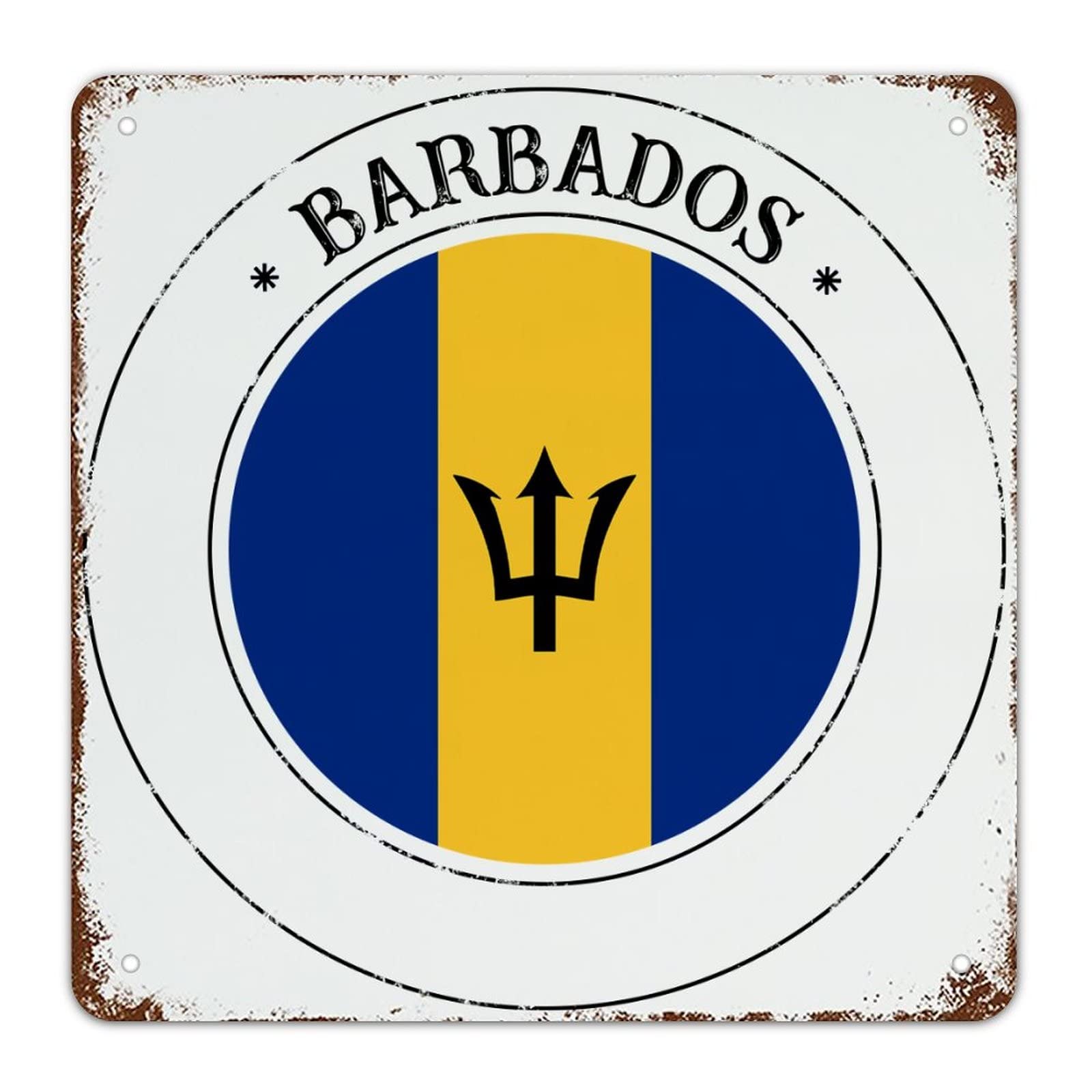 Barbados Aluminum Flag Metal Sign Barbados Flag Metal Sign Popular Country City Souvenir Wall Art Poster Vintage Patriotic Home Decor Funny Garage Yard Signs Indoor & Outdoor Decor 12x12 inch