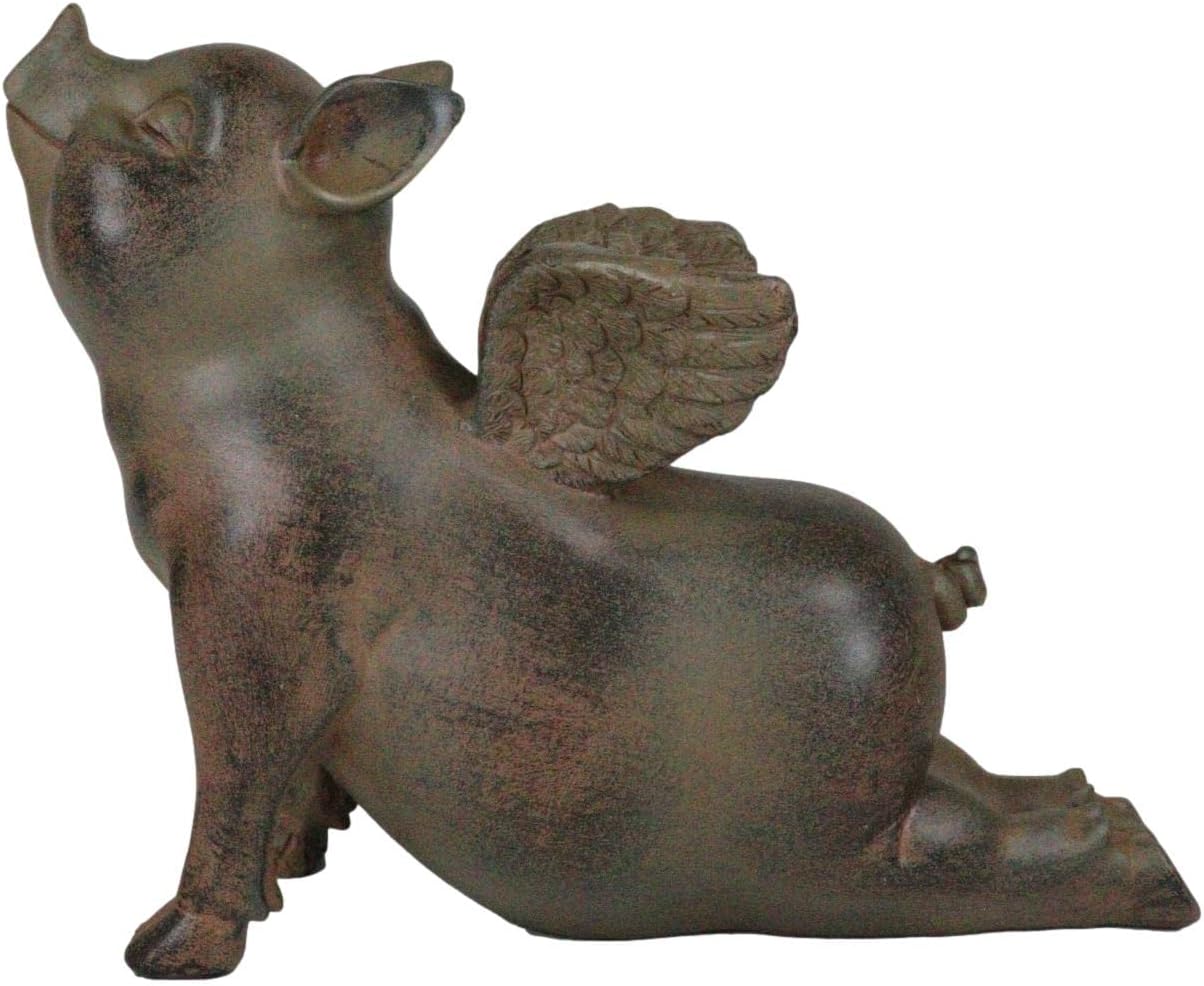 Ebros Peaceful Zen Yoga Flying Pig Hog Heavens Statue Rustic Country Piggy Piglet Porcine Pigs Fairy Garden Collectible Figurine (Cobra Stretch Pose)