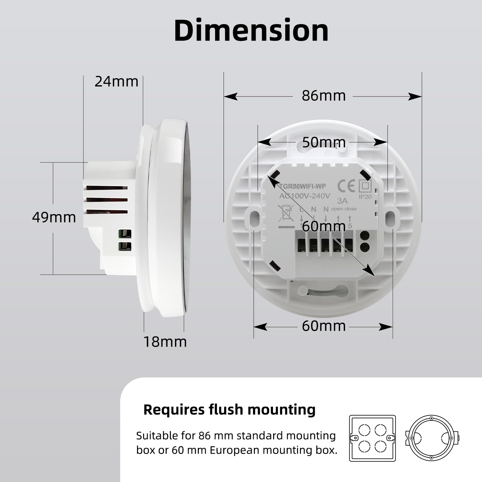 Beok Tuya inteligentny termostat termostat grzewczy termostat pokojowy Wifi inteligentny termostat ścienny do ogrzewania wody ogrzewanie podłogowe kompatybilny z Alexa, Google 3A TGR86WIFI