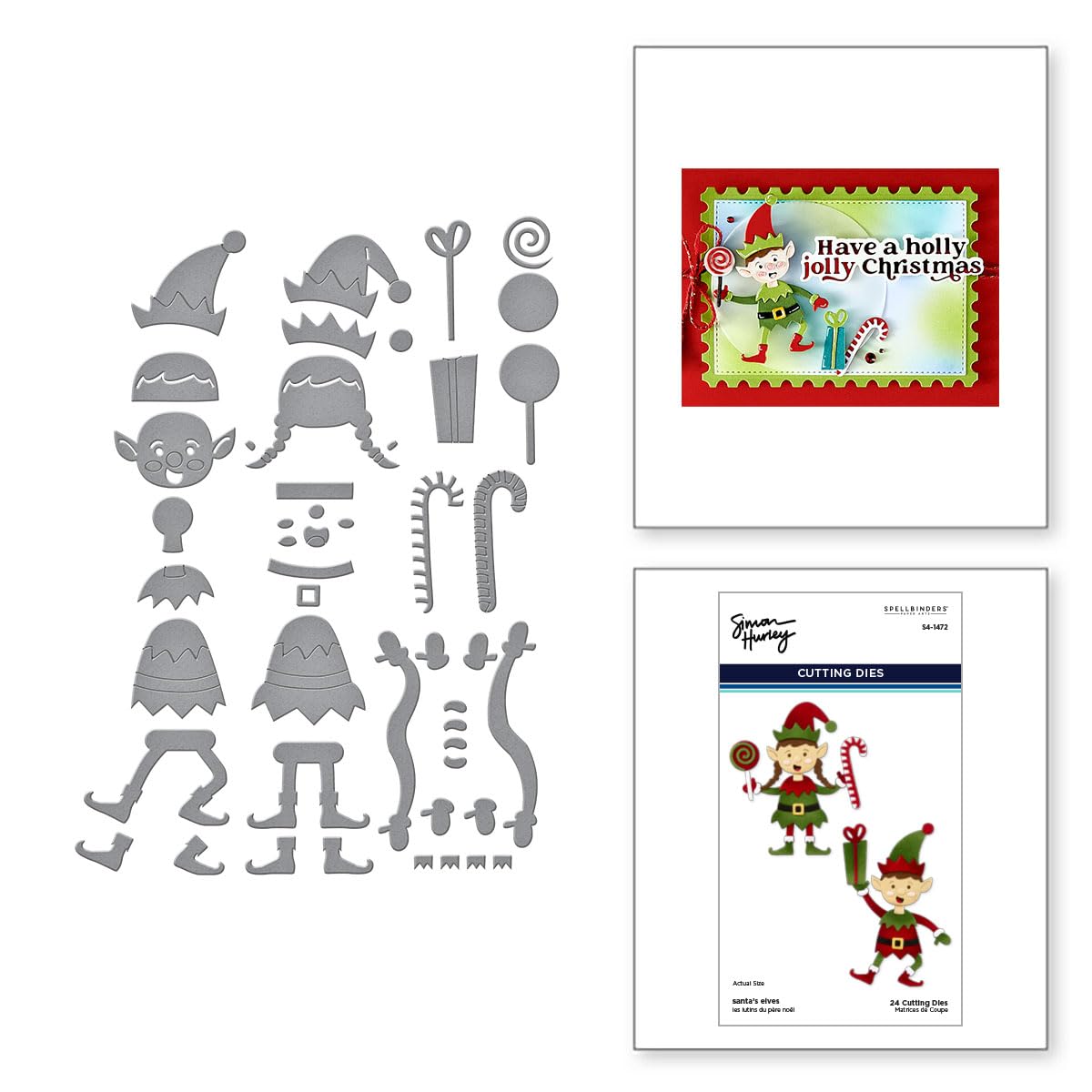 Spellbinders Metal Santa's Elves Etched Dies From The North Pole Friends Collection By Simon Hurley