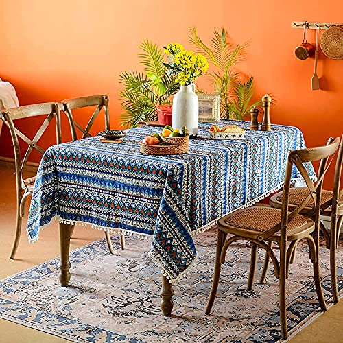 Nappe cuisine en coton lin bleu pour décoration de buffet de table conviviale et chaleureuse - 3