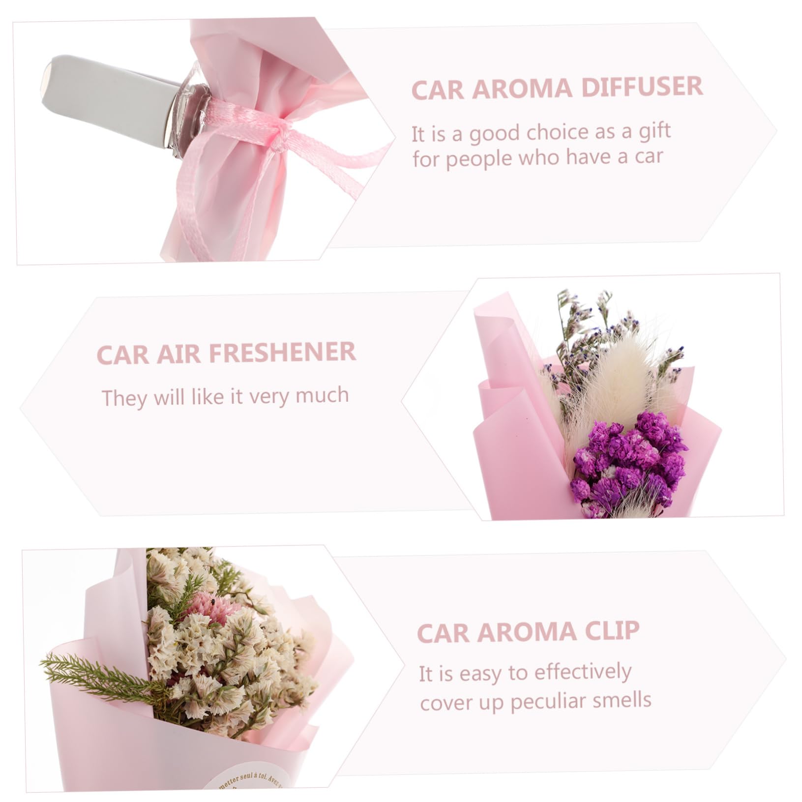Gatuida 4pezzi Clip Profumo Auto Con Fiori Naturali Per Ventilazione Auto Facile Da Installare Per Interni e Decorazione Personale