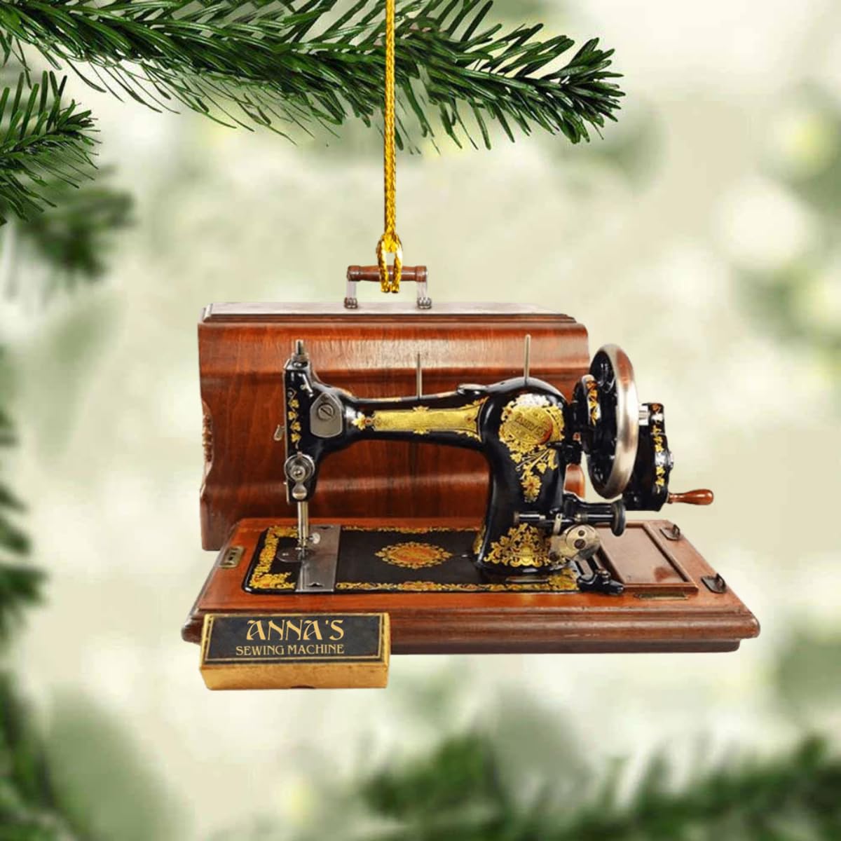 Personalized Sewing Machine Christmas Ornament, Custom Christmas Ornament, Gift for Sewing Machine Lover, 2D Wood Ornament, Ornament for Christmas