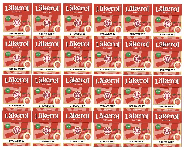 24x25g Strawberry Läkerol (Lakerol) Sugar Free Fruit Pastilles Boxes