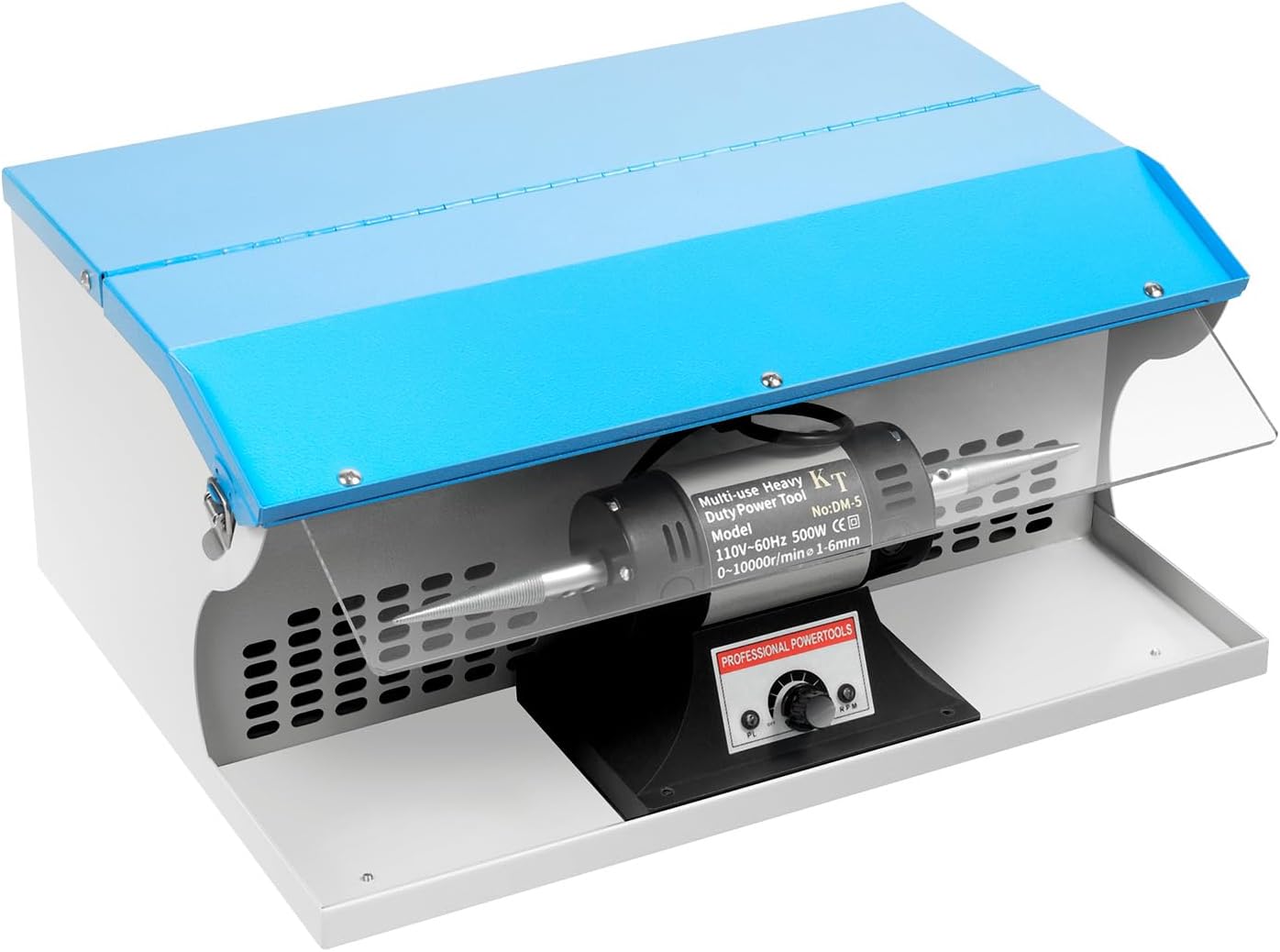 Jewelry Bench Polisher, 500W Bench Buffer Polisher, 110V Rectangular 1/2 HP Pure Copper Motor 10000rpm nfinitely Adjustable Polishing Buffing Machine w/Indicator Light, 4 footpads for Jewelry, Metal