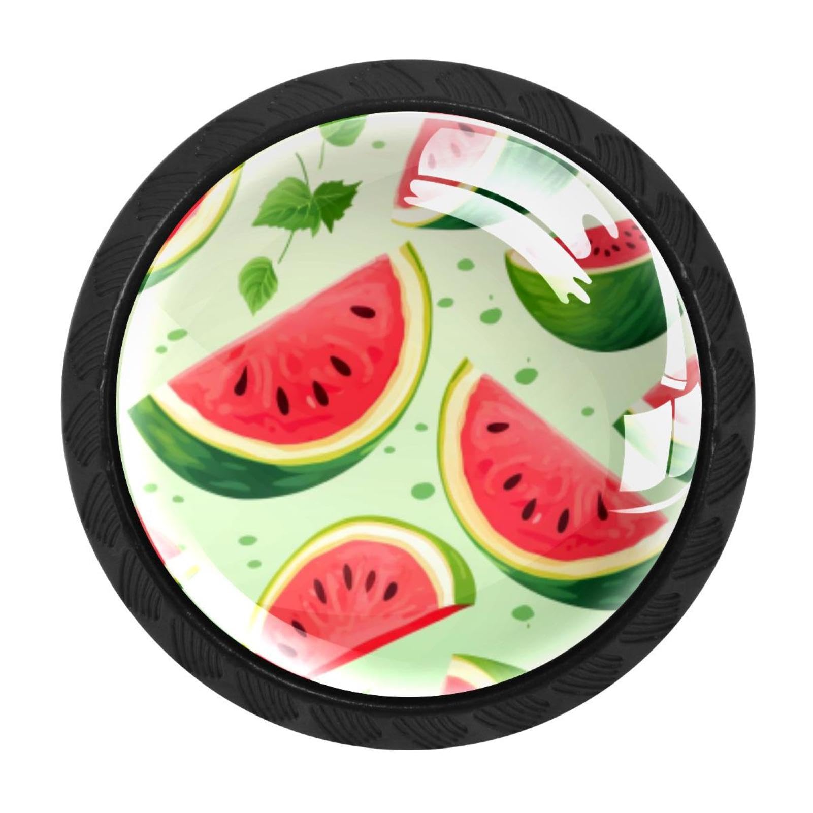 CHENZZZZ 4 Pack Watermelon Dresser Drawer Cabinet Knobs Round Crystal Glass Knobs Pulls Handles for Kitchen Wardrobe Cupboard Door Hardware