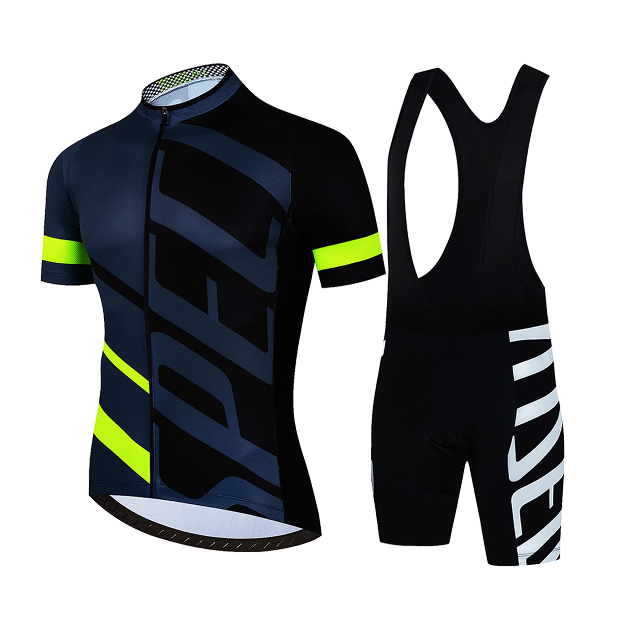 Abbigliamento Ciclismo Uomo Estate Completo Ciclismo Uomo Set Traspirante Sportivo Corta Manica Tuta Estivo + Pantaloncini Ciclismo Uomo con Bretelle