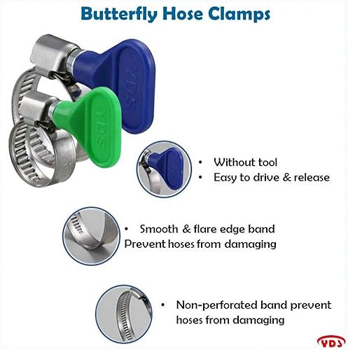 Miniatura 5 de Abrazadera de manguera W2 de acero inoxidable, llave de giro, 0.984-1.575 in (1" a 1-58") diámetro ranger, 0.354 in ancho de banda (paquete de 10)