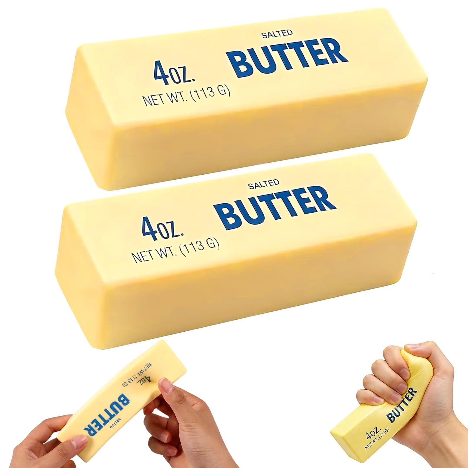 Butter Squishy, 2PCS Squeeze Butter Toy, Butter Stick Squishy Stress Toy, Squishies Slow Rebound Cute Butter Squeeze Stress Balls, Anxiety Relief Fidget Toy for Kids Adults Office Home