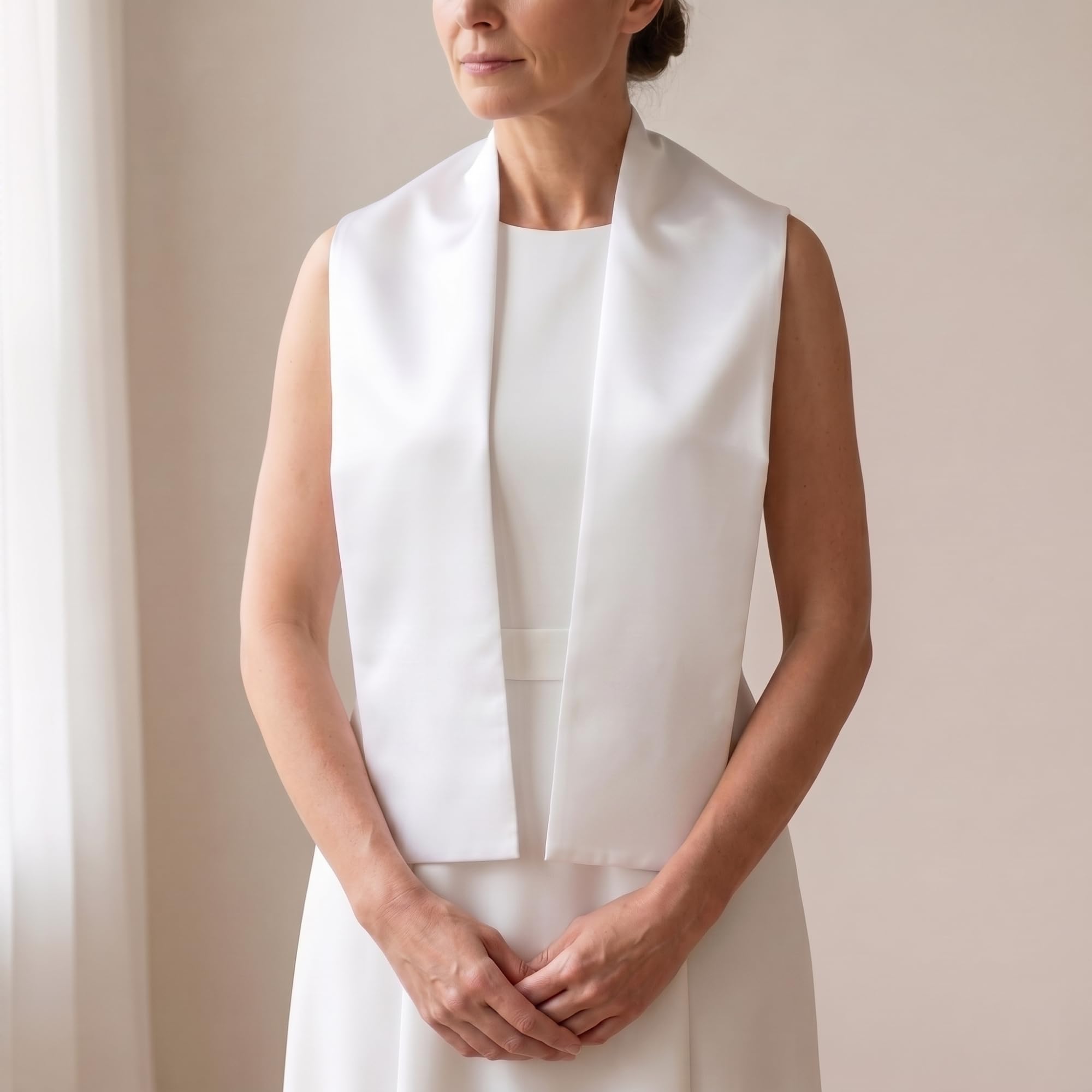 Étole Blanche de Baptême/Cérémonie – Vierge Satinée 100% Polyester – Fait Main – 85×15 cm Bébé/Enfant ou 120×15 cm Ado/Adulte – À Personnaliser (Broderie, Flocage, Sublimation)