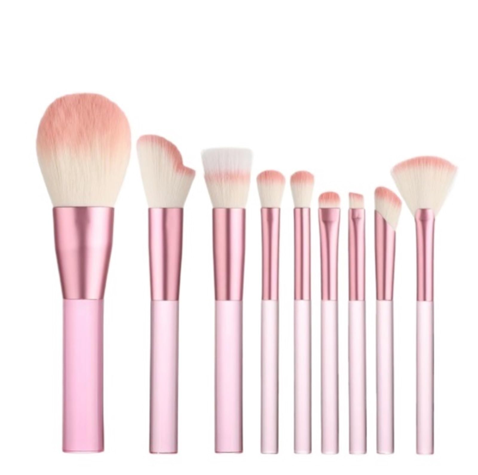 Brocha Base Maquillaje Juego De 9 Brochas De Maquillaje For Base, Corrector, Sombra De Ojos Y Colorete Brocha Maquillaje Fluido(Pink)