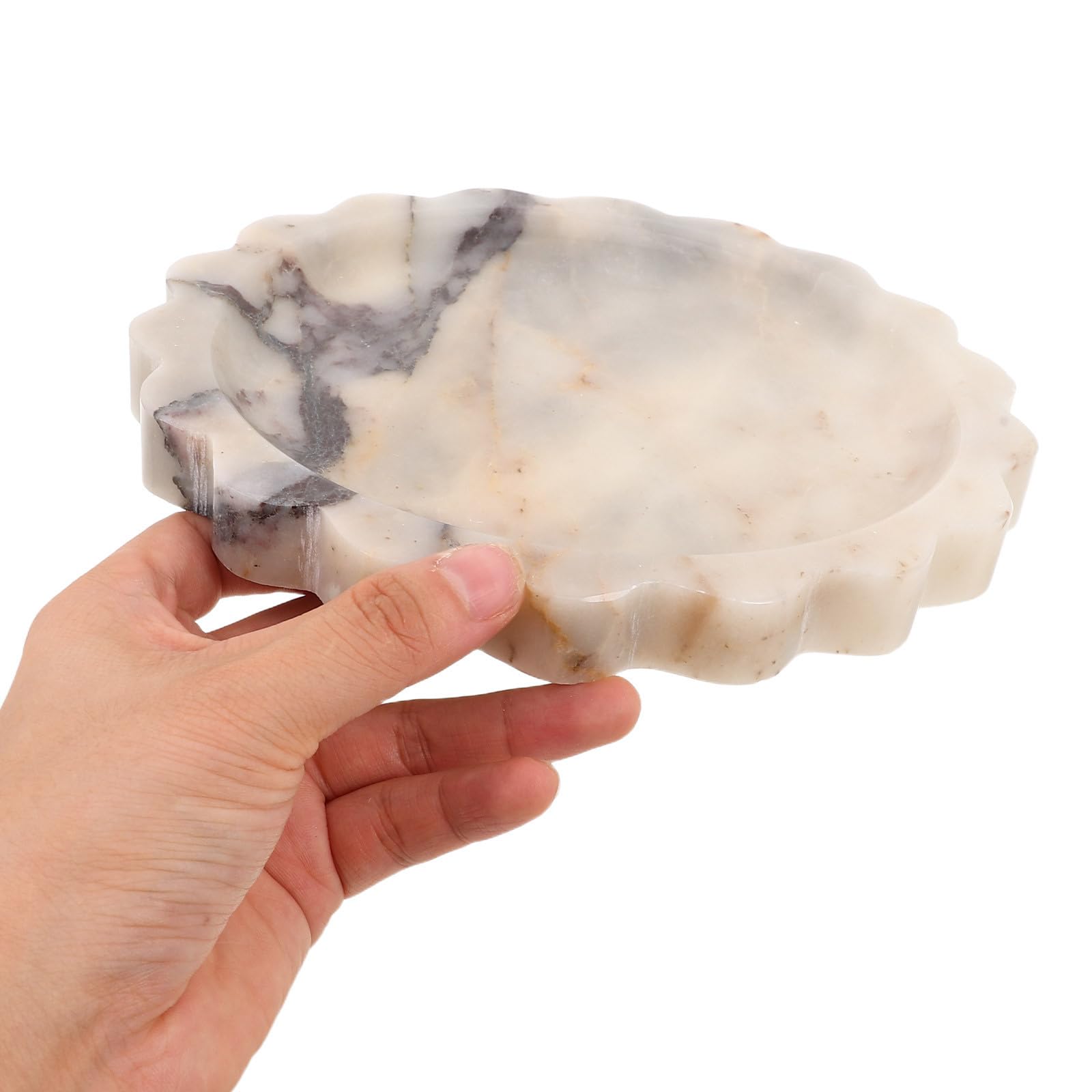 Operitacx Runde Marmorschale mit Geschwungenem Rand, 19cm, für Schlüssel
