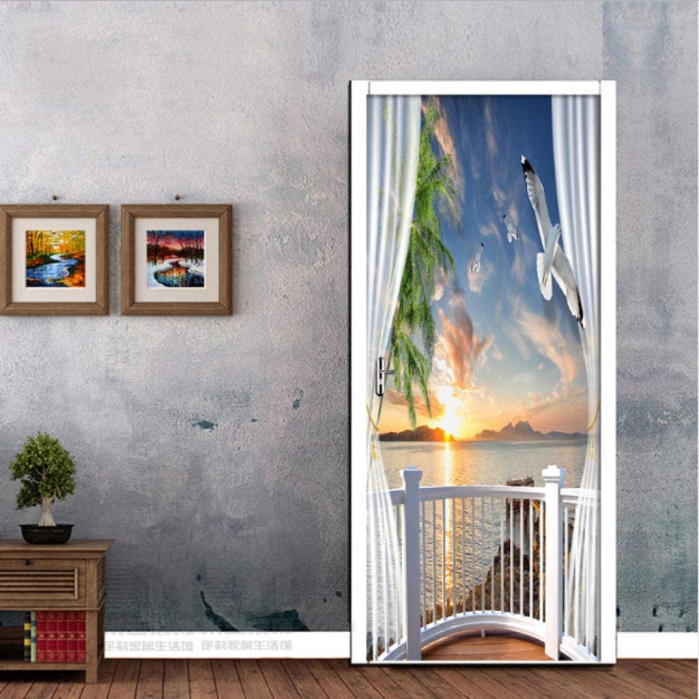 Adesivo Murale 3D Per Porte | Ponte Sospeso | 77x200 Cm | PVC Impermeabile | Facile Da Applicare