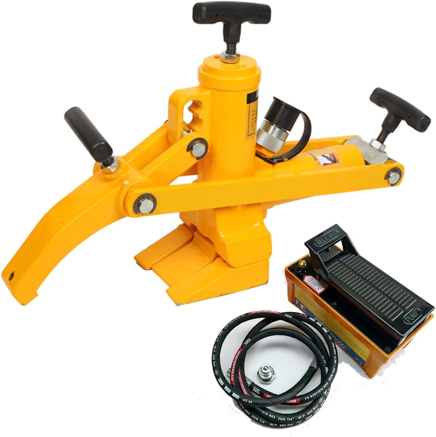 Hydraulic Bead Breaker Tool, Portable Pneumatic Bead Buster, with Air Hose/Foot Pump, for Tractor, Truck, Lawn Mower Tires