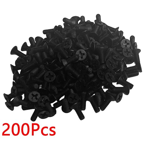 Miniatura 3 de NACX Tornillos Phillips de cabeza plana de nailon M3 x 0.315 in Tornillos de máquina avellanados negros, 200 unidades