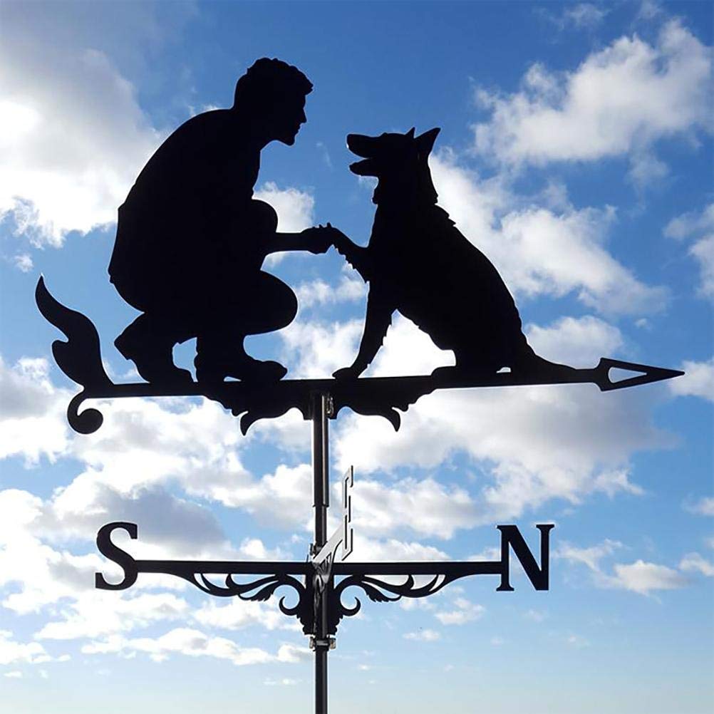 Girouette de Jardin rétro - 50 x 35 cm - en Acier Inoxydable - pour Homme et Chien