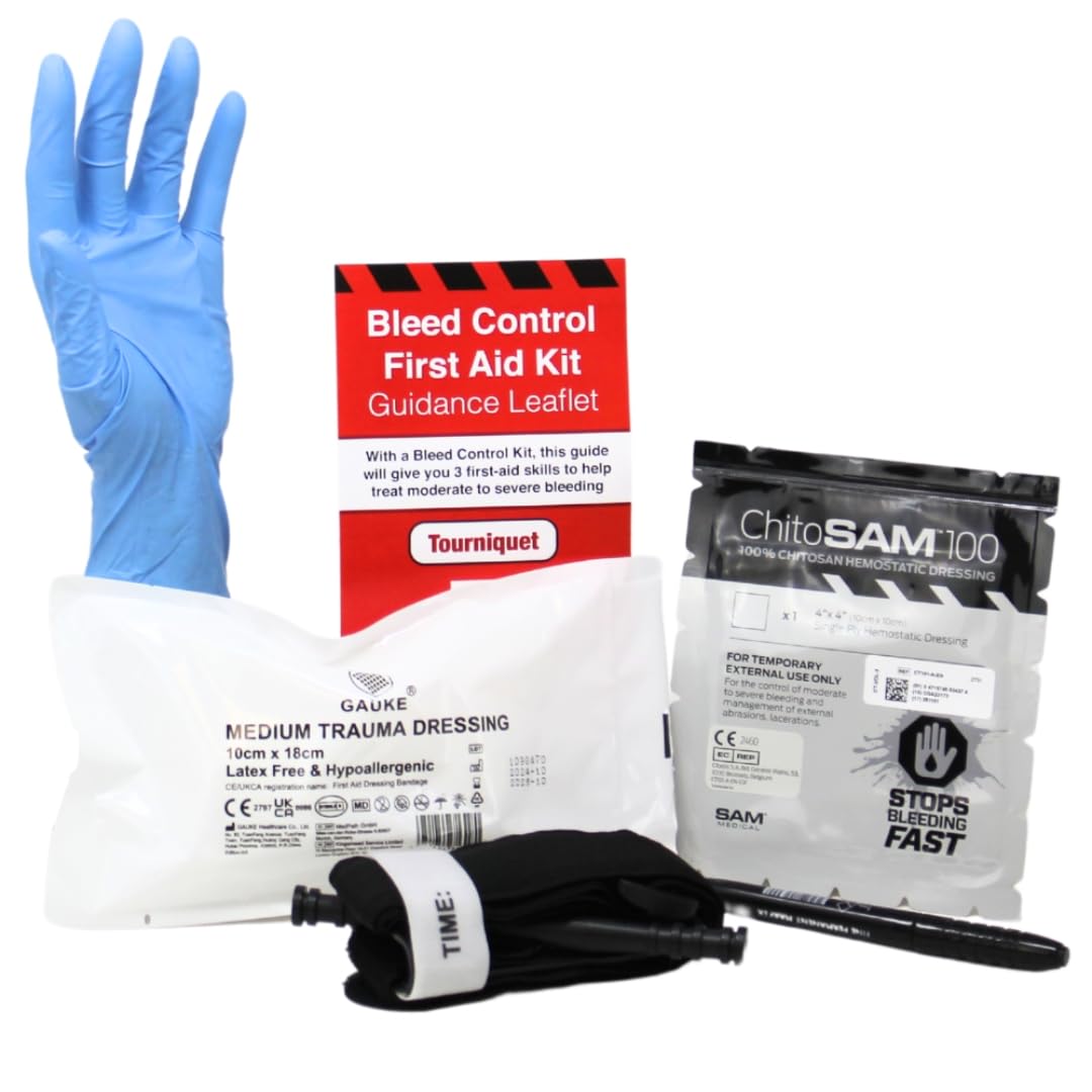 BLEEDSAVE Trauma Waist Bag with Basic Bleed Control Kit – Wearable Catastrophic-Bleeding Hip Pack, Emergency Tourniquet, Chito-Sam 100 Gauze & 10 × 18 cm Trauma Dressing | 57 × 19 × 8 cm