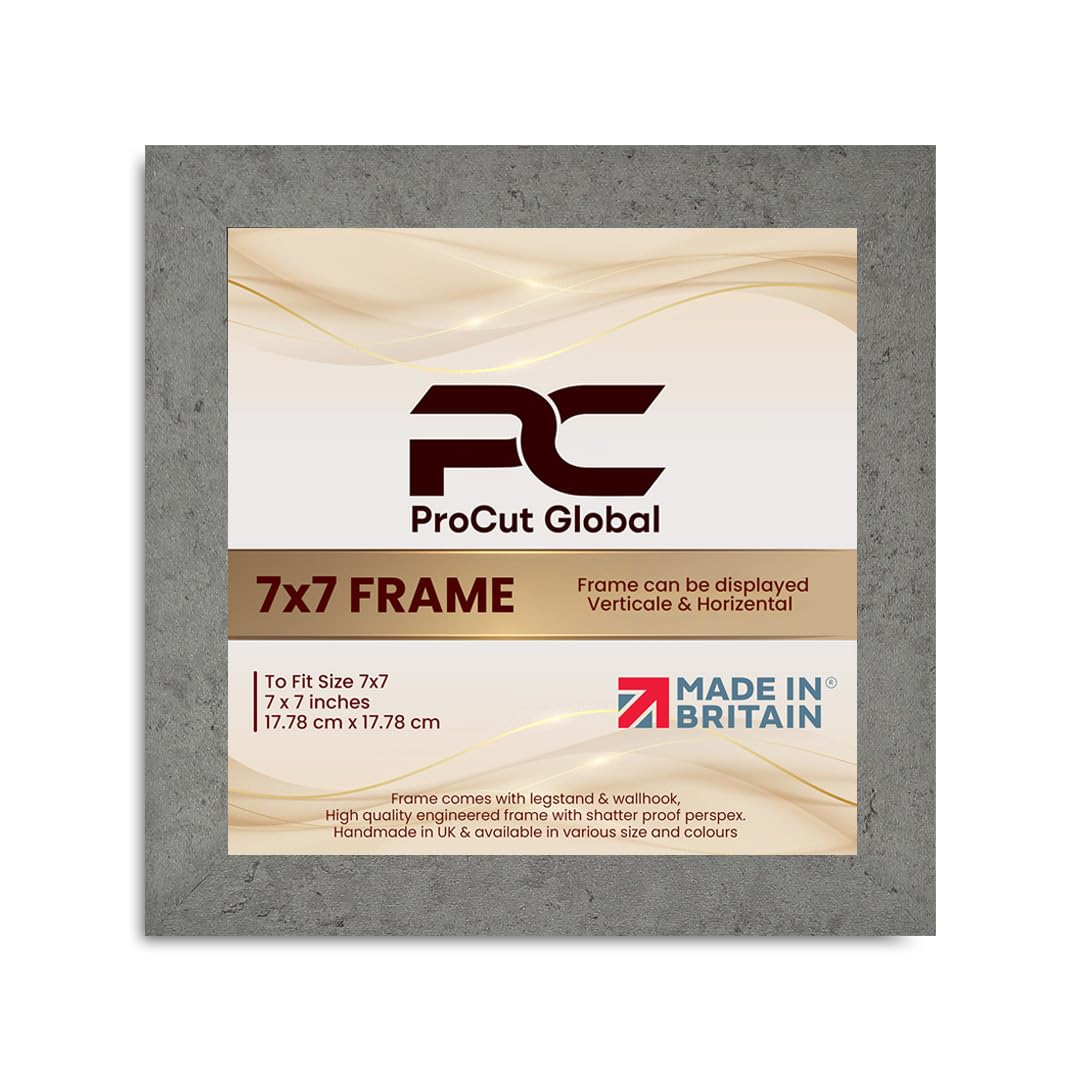 Procut Global 7X7 Grey Marble Picture Frames - Modern Wooden Photo Frame with Shatterproof Perspex for Wall or Tabletop - Perfect for Posters, Certificates, Prints - Sizes & Colors Available