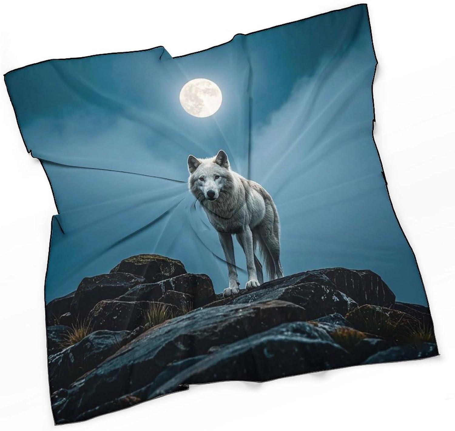 The White Wolf on The Rock Hair Scarf for Women, Lightweight Square Head Shawls for Men, Fashion Neckerchief for Travel, Hair Bandanas, Silk Satin Neck Scarf for Sleeping, 27 Inches