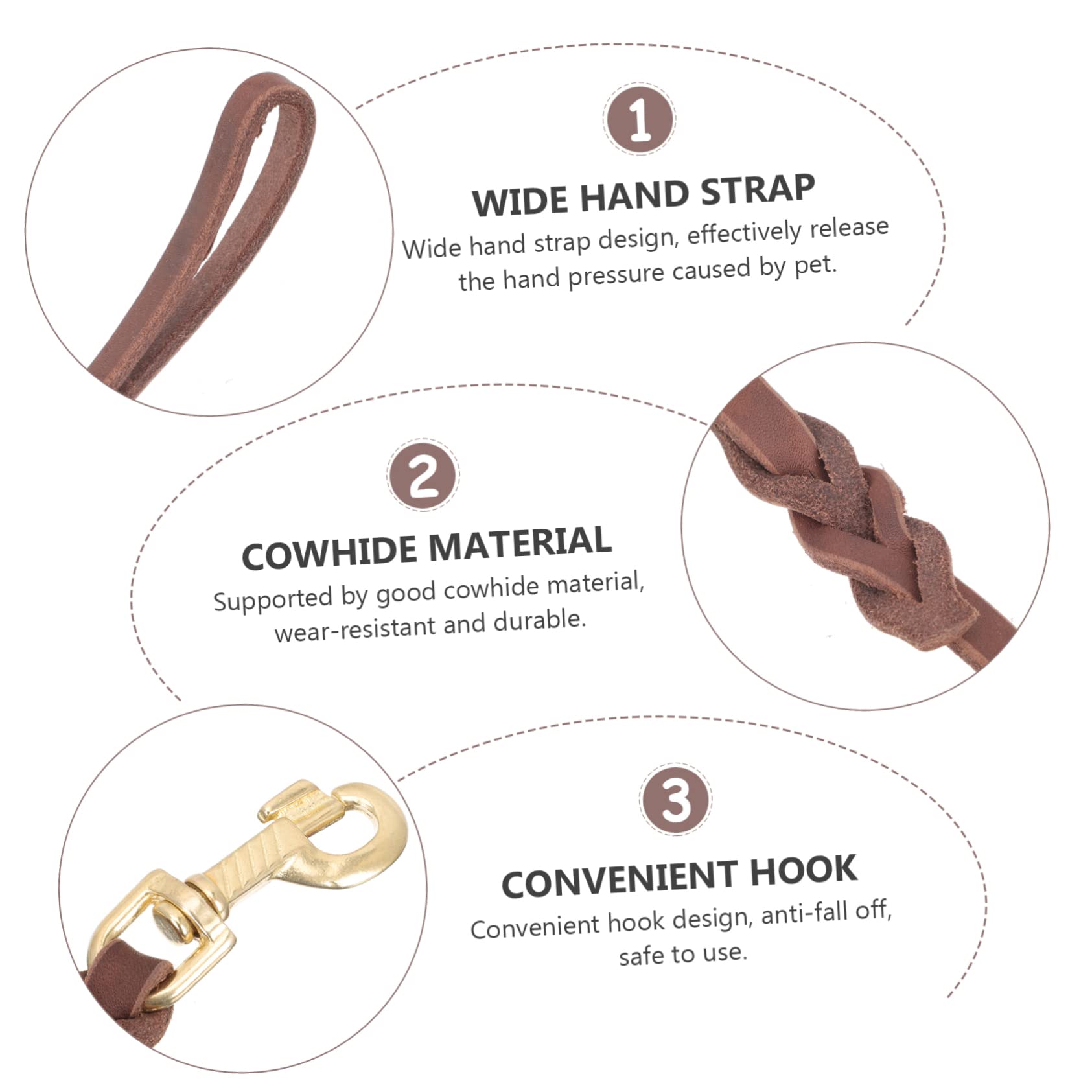 YARNOW 3pièces Laisse Cuir pour Chien Corde De Traction pour De Chien Couleur Marron avec pour De Moyenne à