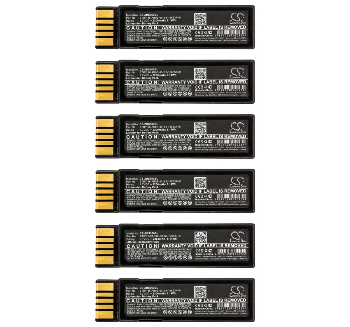 FYIOGXG Battery for DS3600 DS3678 LI3600 EVM LS3600 LI3678 LS3678 82-166537-01 (6PCS)